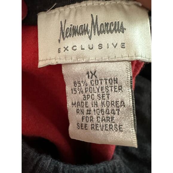 NEIMAN MARCUS Exclusive Vintage Red Gray Lounge 2-Piece Set Loungewear - Sz 1X - Picture 2 of 3